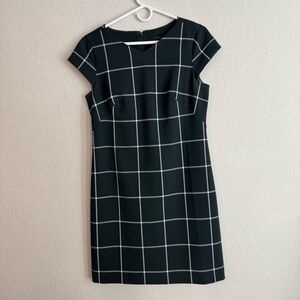 Ann Taylor Green Windowpane Dress 6
